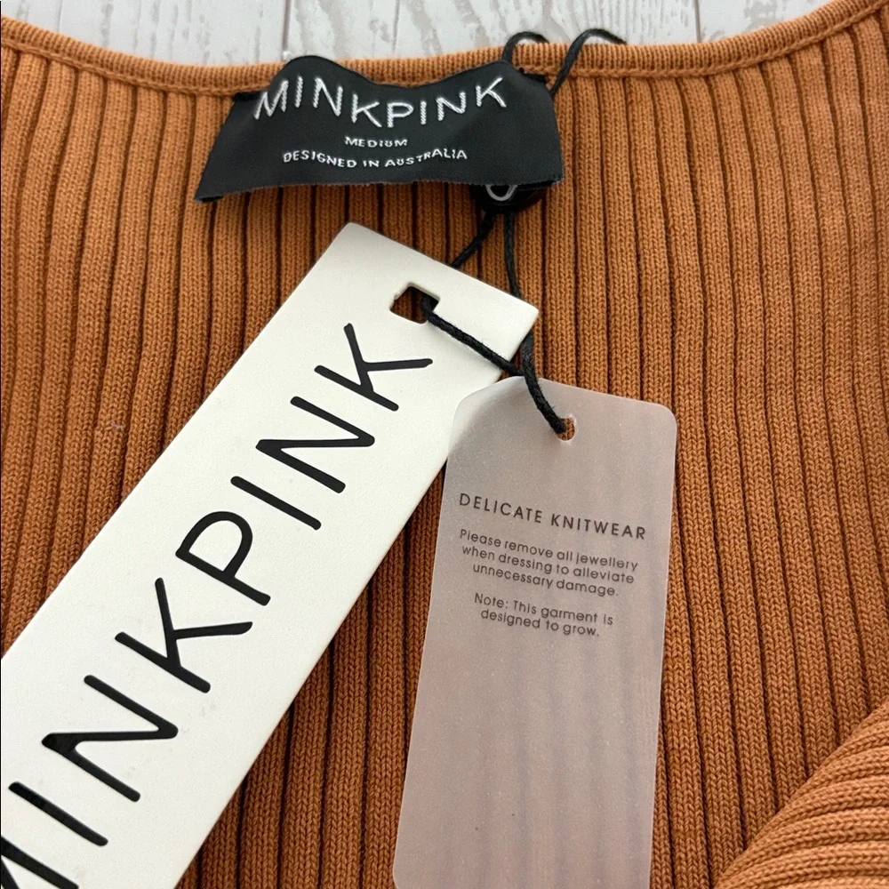 MINKPINK Gianna Knit Ribbed Top NWT